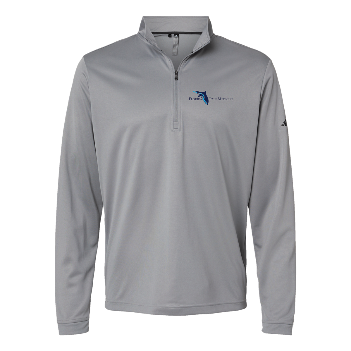 floridapainmedicine-adidas-quarter-zip-embroidery-leftchest-A401-greythree-flat-front