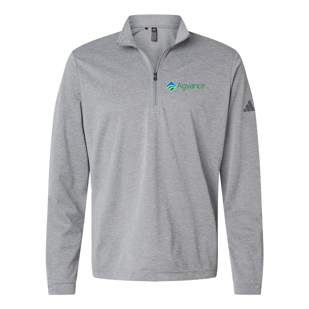 agvance-adidas-quarter-zip-embroidery-leftchest-A401-greythreemelange-flat-front