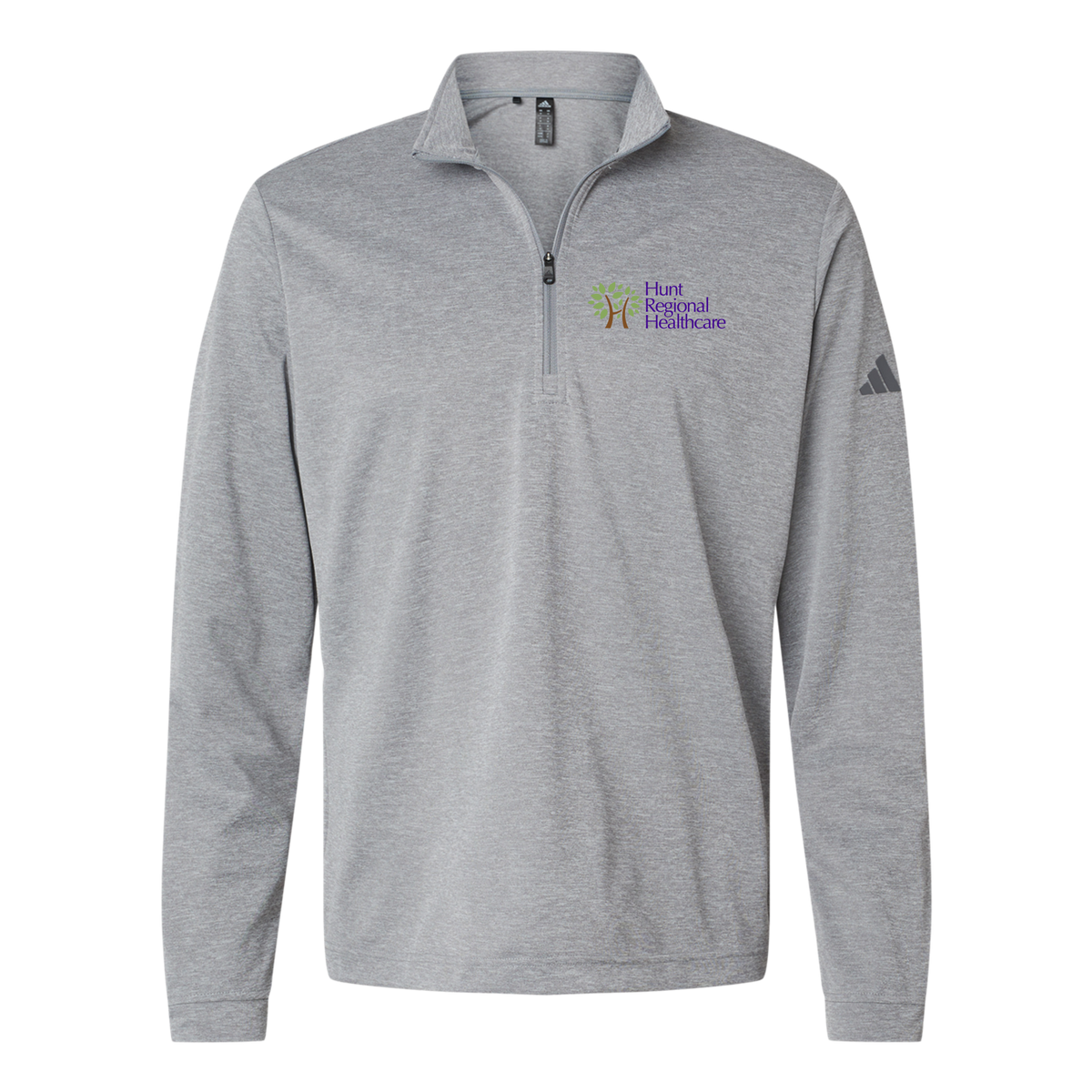 huntregional-adidas-quarter-zip-embroidery-leftchest-A401-greythreemelange-flat-front