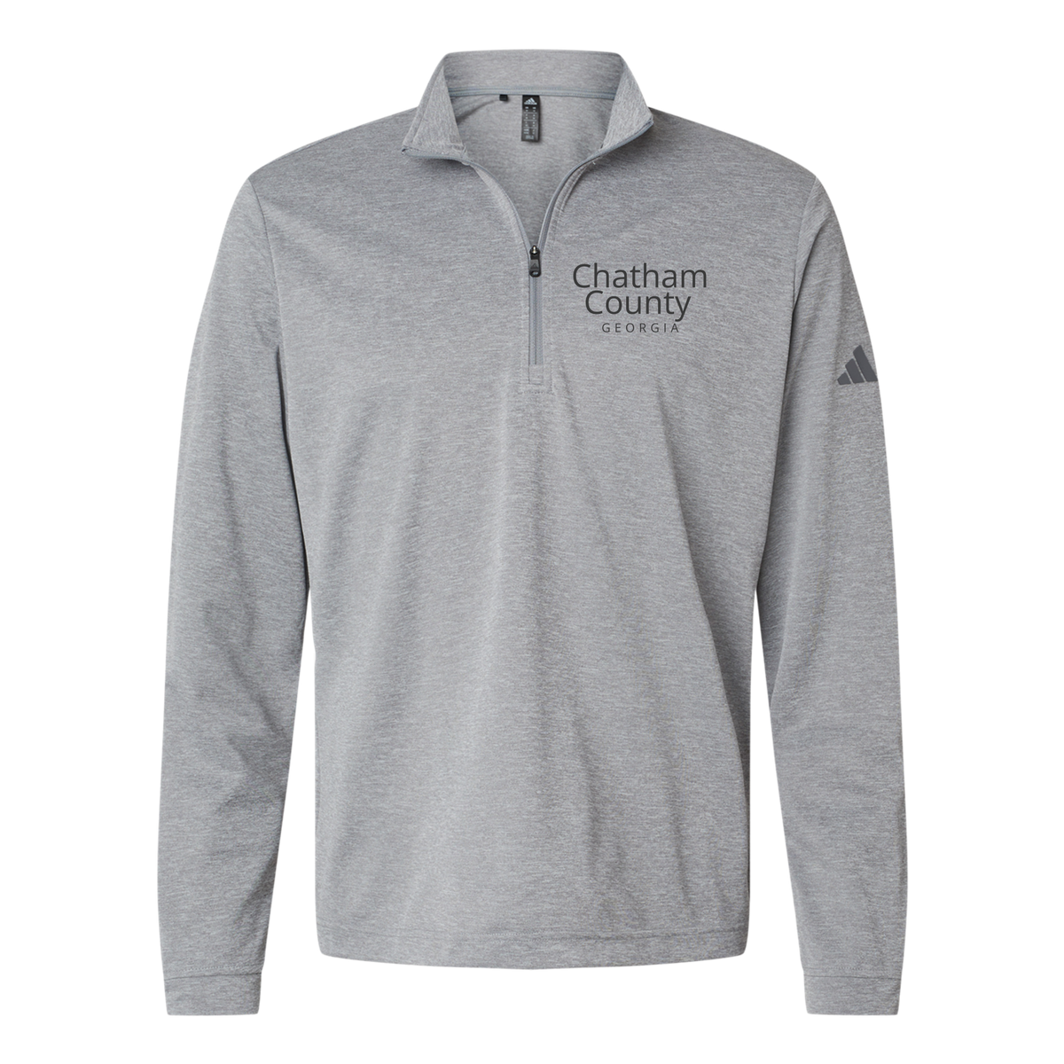 chathamcounty-adidas-quarter-zip-embroidery-leftchest-A401-greythreemelange-flat-front