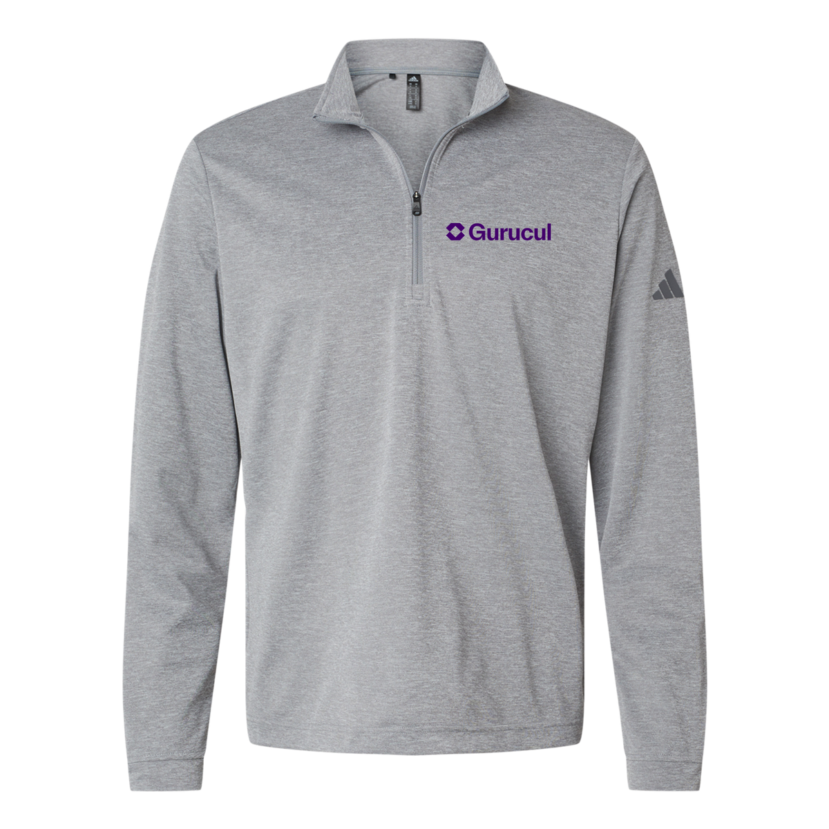 gurucul-adidas-quarter-zip-embroidery-leftchest-A401-greythreemelange-flat-front