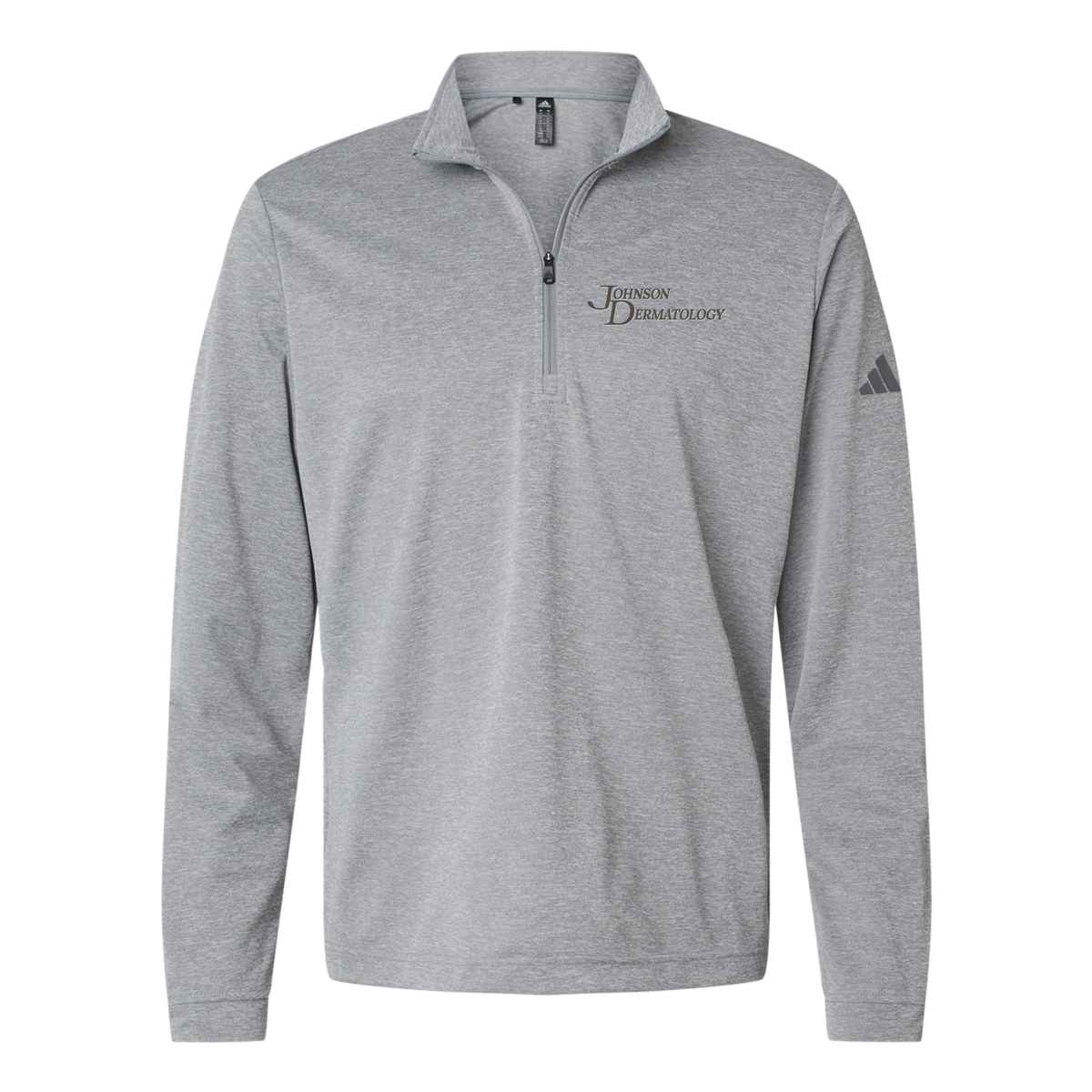 johnsondermatology-adidas-quarter-zip-embroidery-leftchest-A401-greythreemelange-flat-front