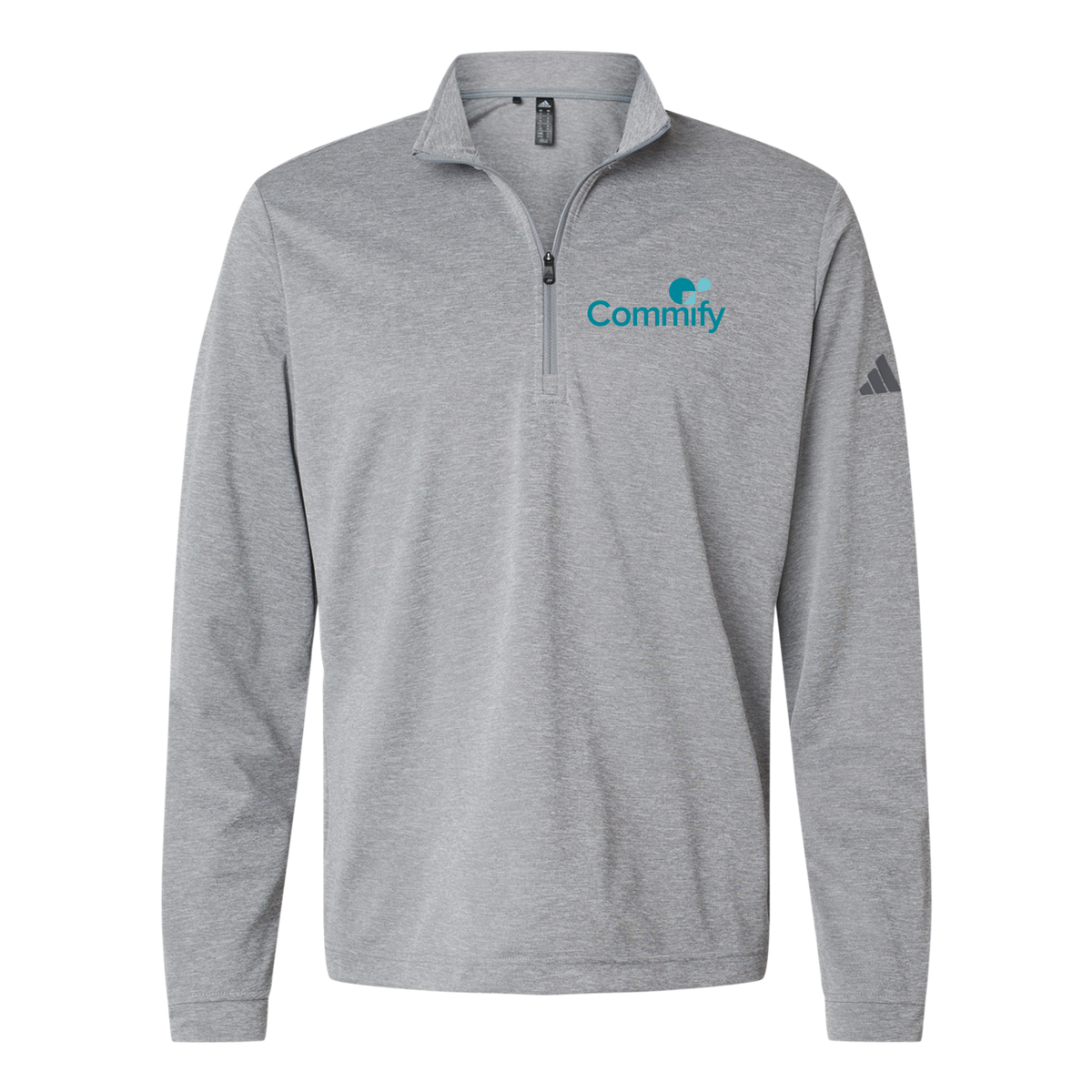 commify-adidas-quarter-zip-embroidery-leftchest-A401-greythreemelange-flat-front