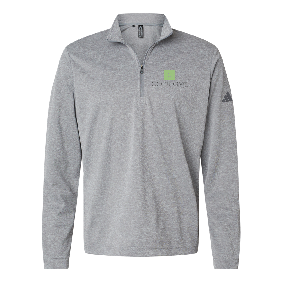 conwayobgyn-adidas-quarter-zip-embroidery-leftchest-A401-greythreemelange-flat-front