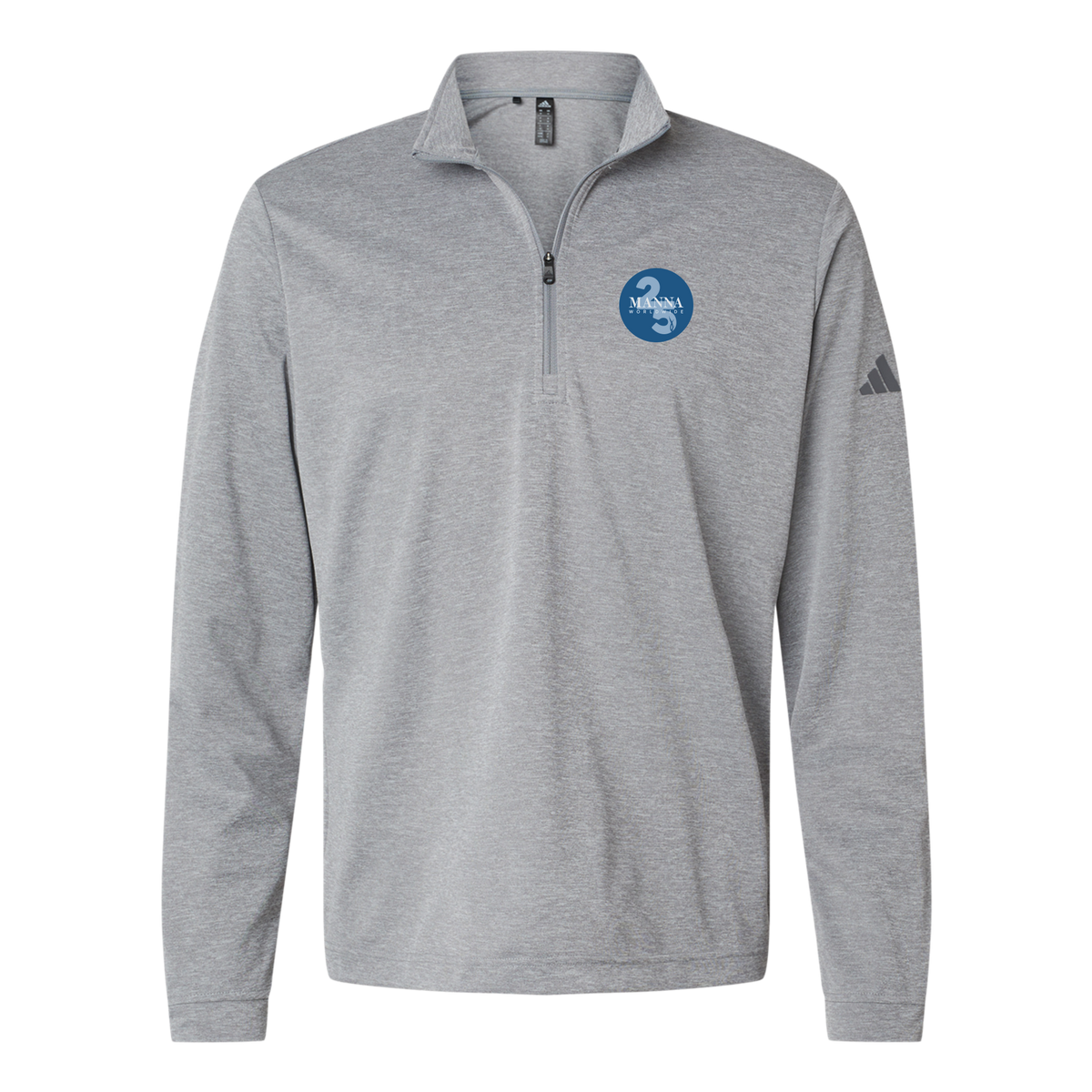 mannaworldwide-adidas-quarter-zip-embroidery-leftchest-A401-greythreemelange-flat-front