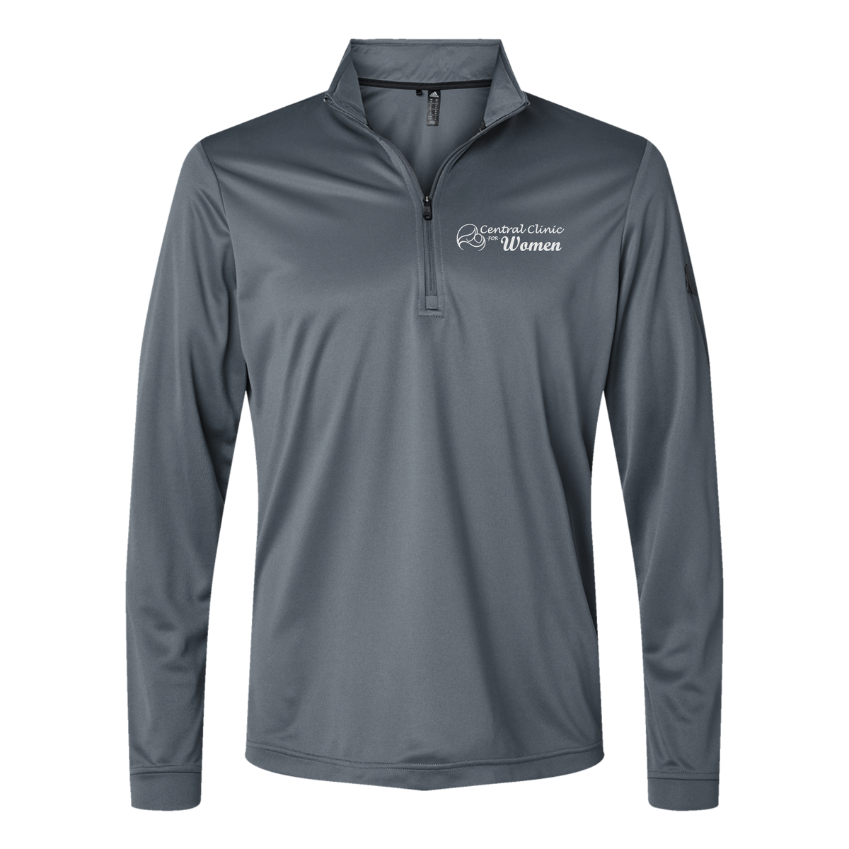 centralclinicforwomen-adidas-quarter-zip-embroidery-leftchest-A401-onix-flat-front