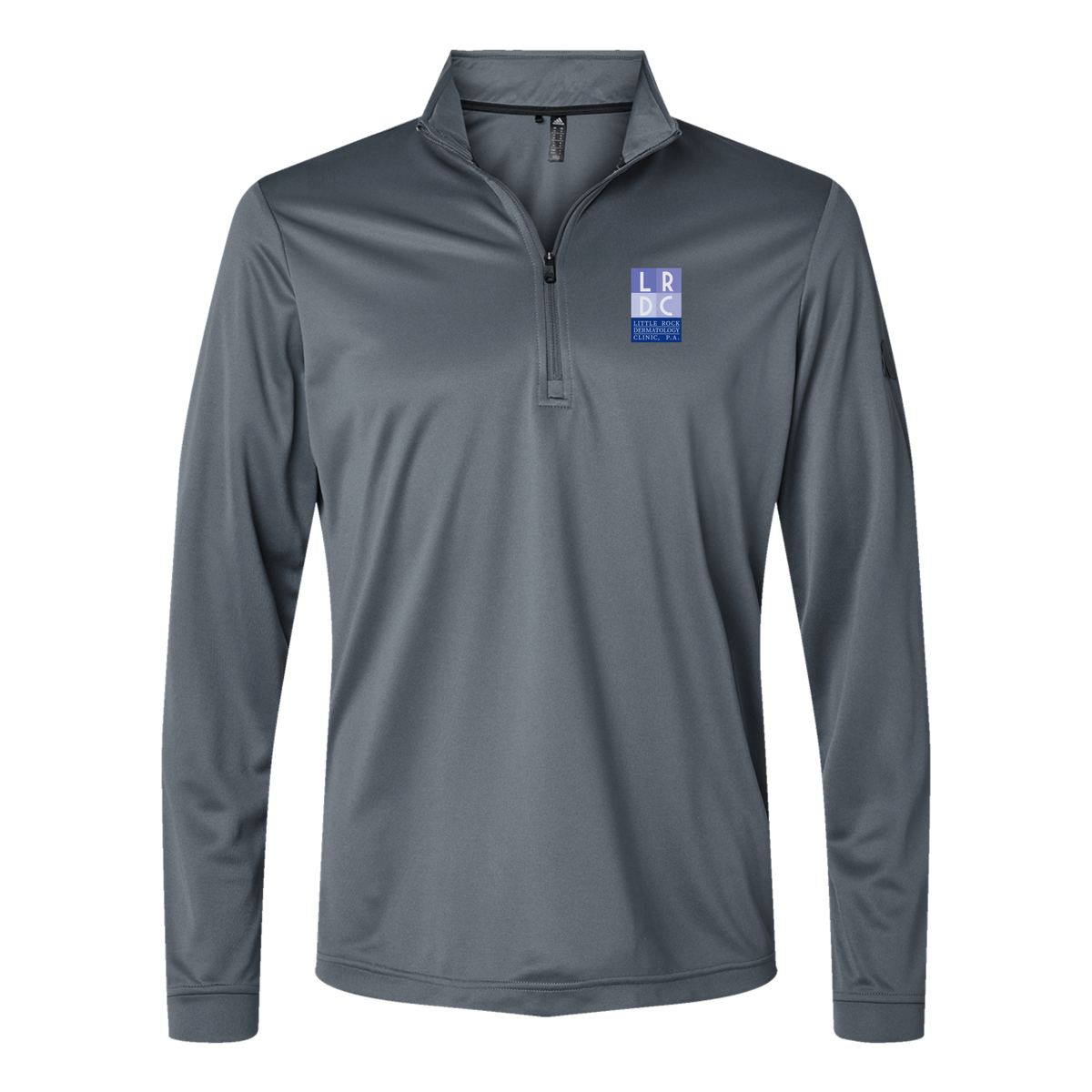 littlerockdermatology-adidas-quarter-zip-embroidery-leftchest-A401-onix-flat-front