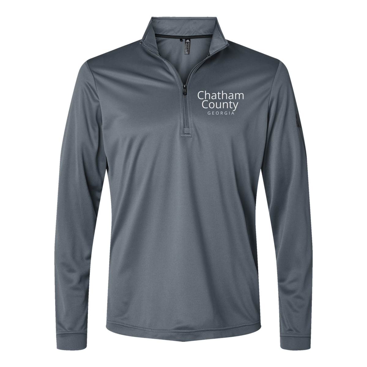 chathamcounty-adidas-quarter-zip-embroidery-leftchest-A401-onix-flat-front