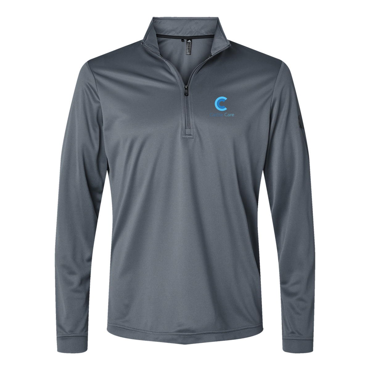 cattle-care-adidas-quarter-zip-embroidery-leftchest-A401-onix-flat-front