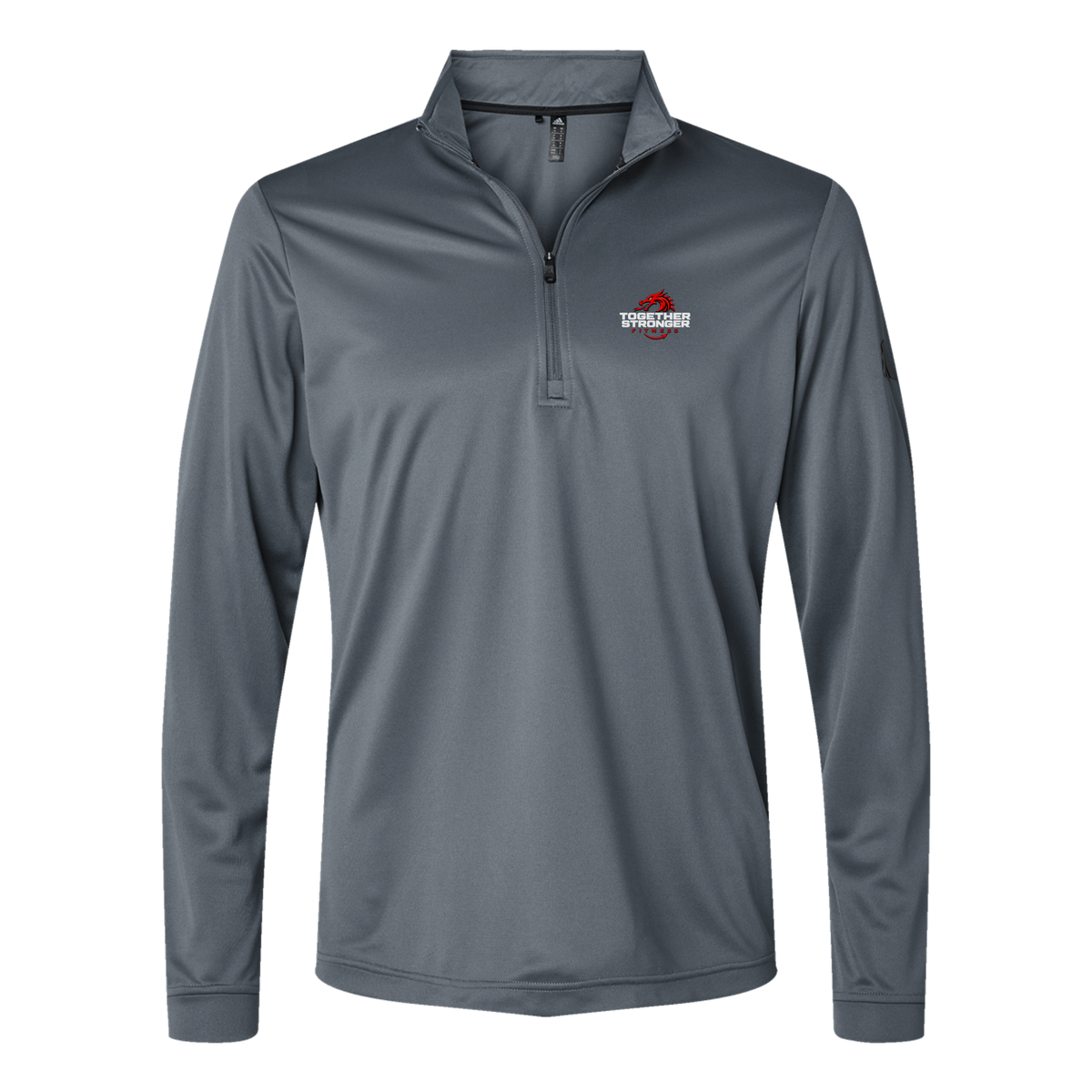 togetherstrongerfitness-adidas-quarter-zip-embroidery-leftchest-A401-onix-flat-front