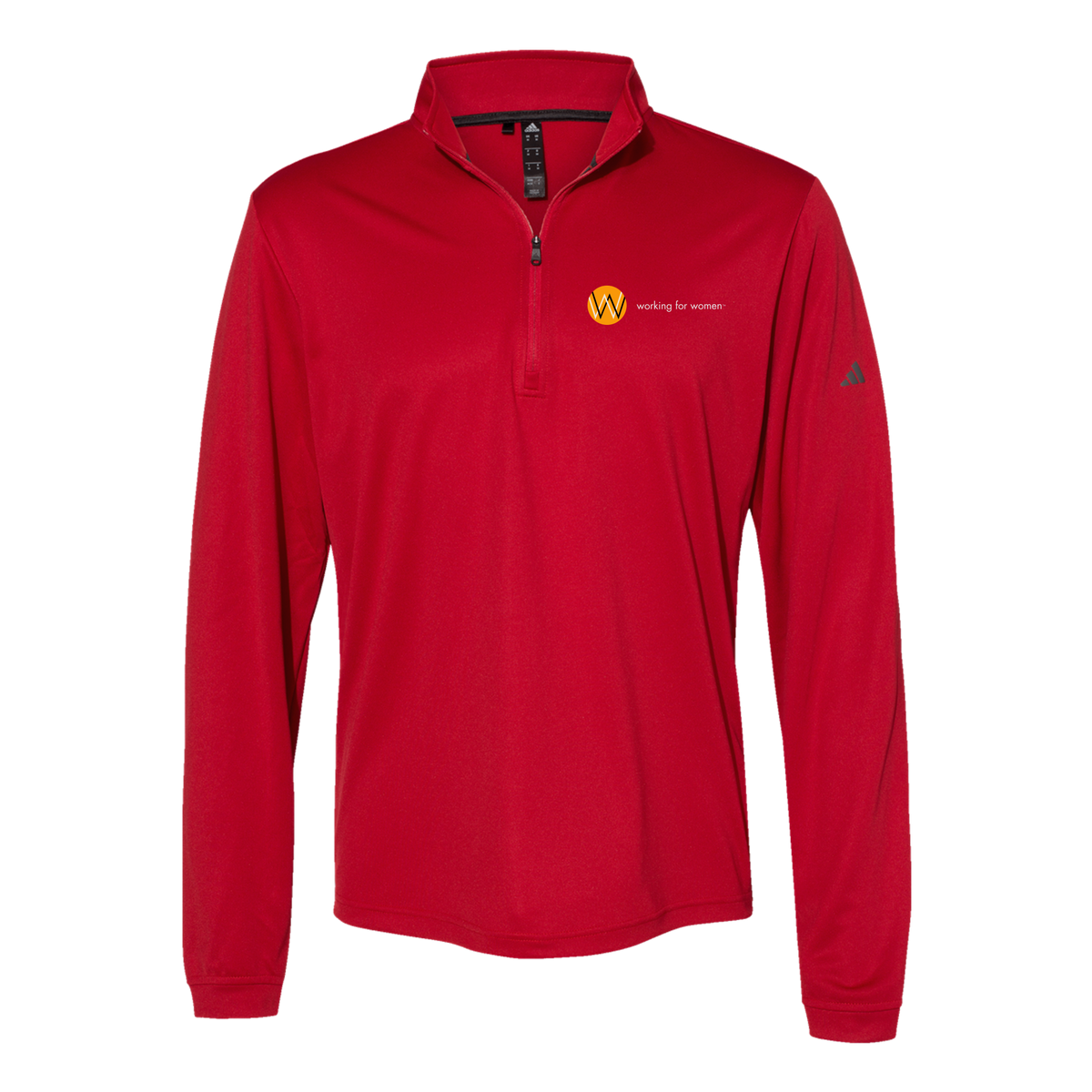 workingforwomen-adidas-quarter-zip-embroidery-leftchest-A401-powerred-flat-front