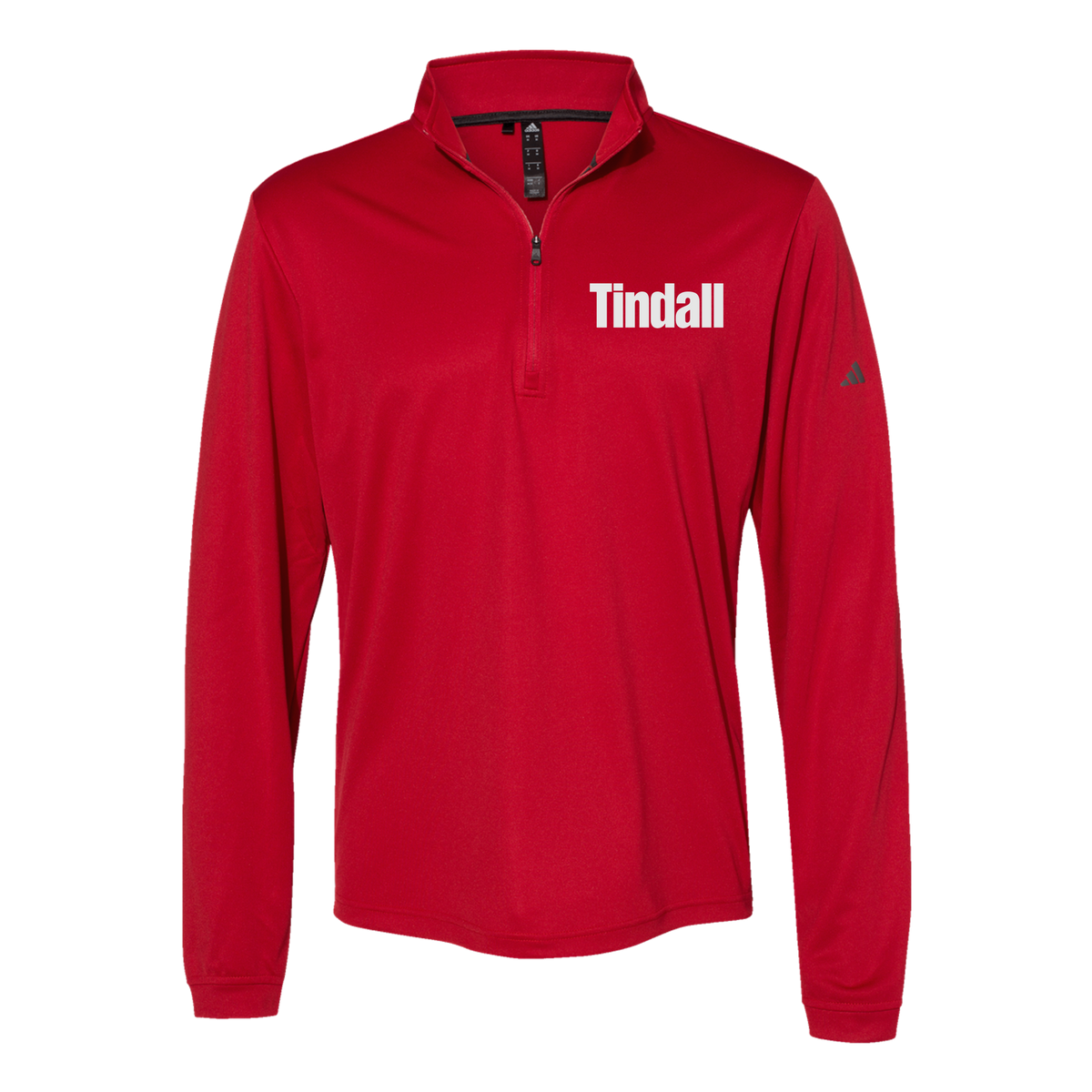 tindallcorp-adidas-quarter-zip-embroidery-leftchest-A401-powerred-flat-front