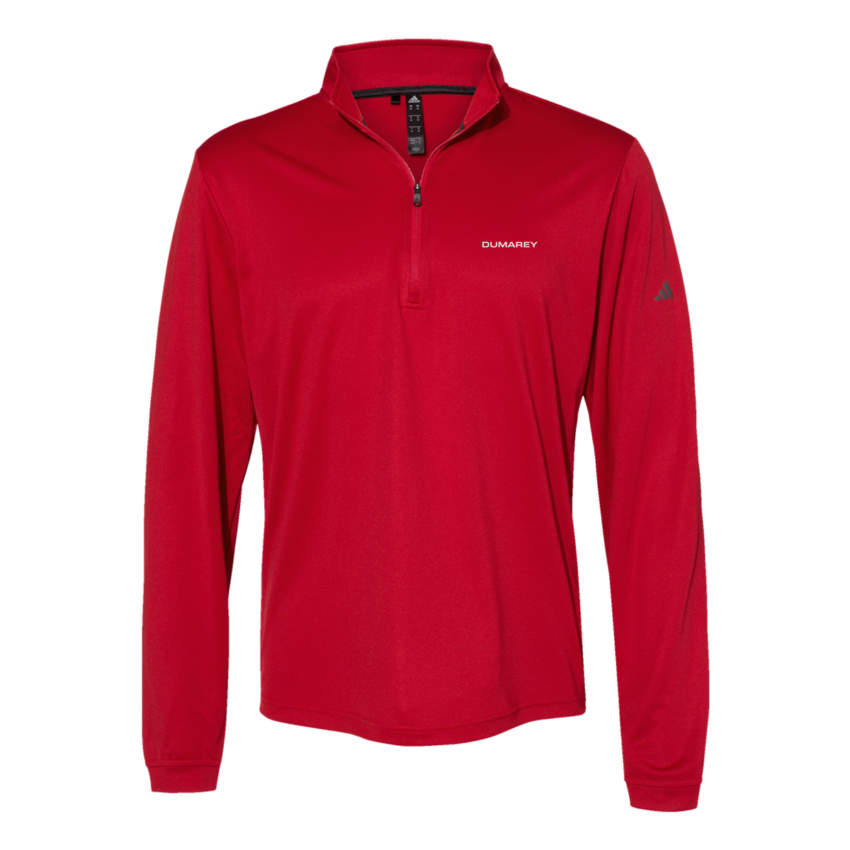 dumarey-adidas-quarter-zip-embroidery-leftchest-A401-powerred-flat-front