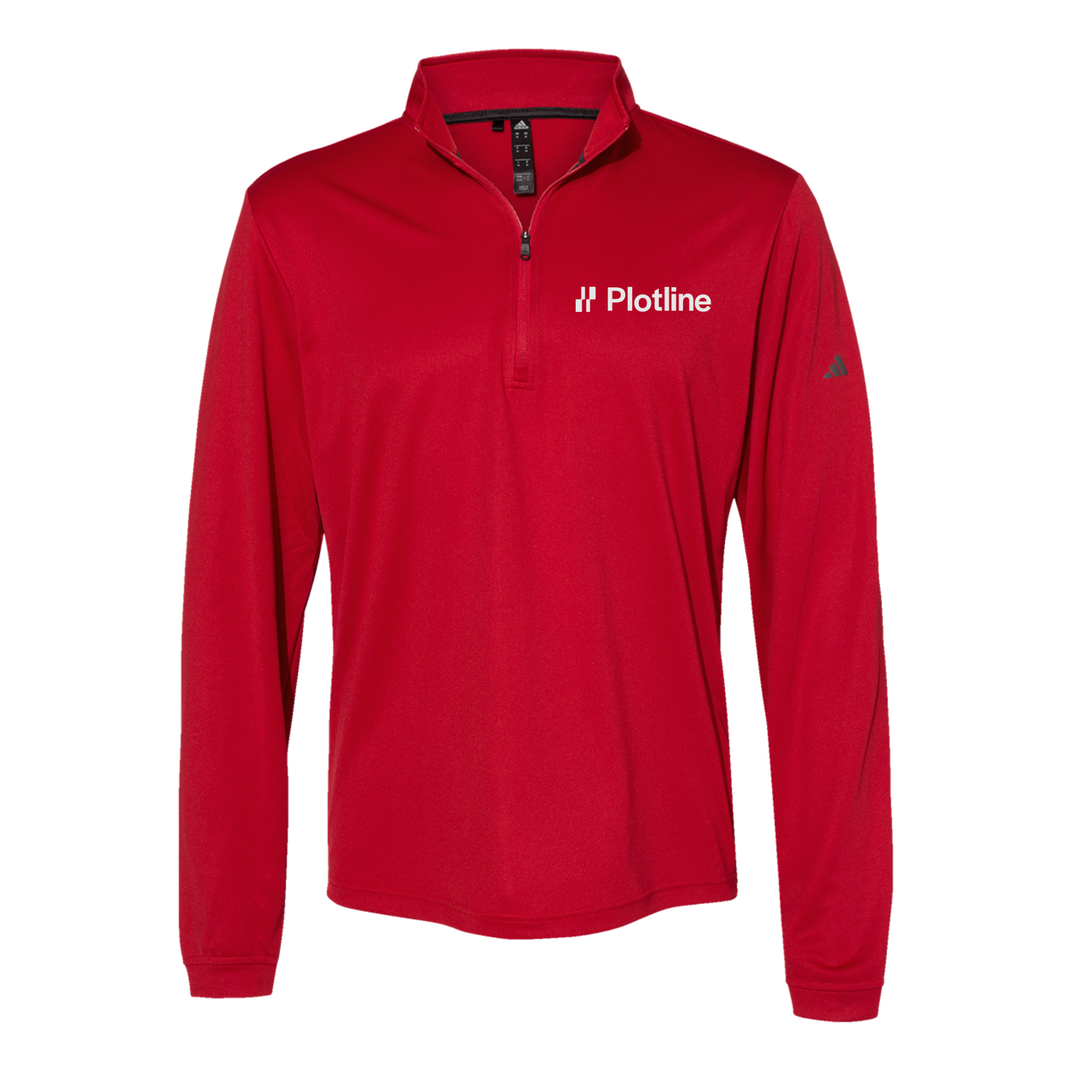 plotline-adidas-quarter-zip-embroidery-leftchest-A401-powerred-flat-front