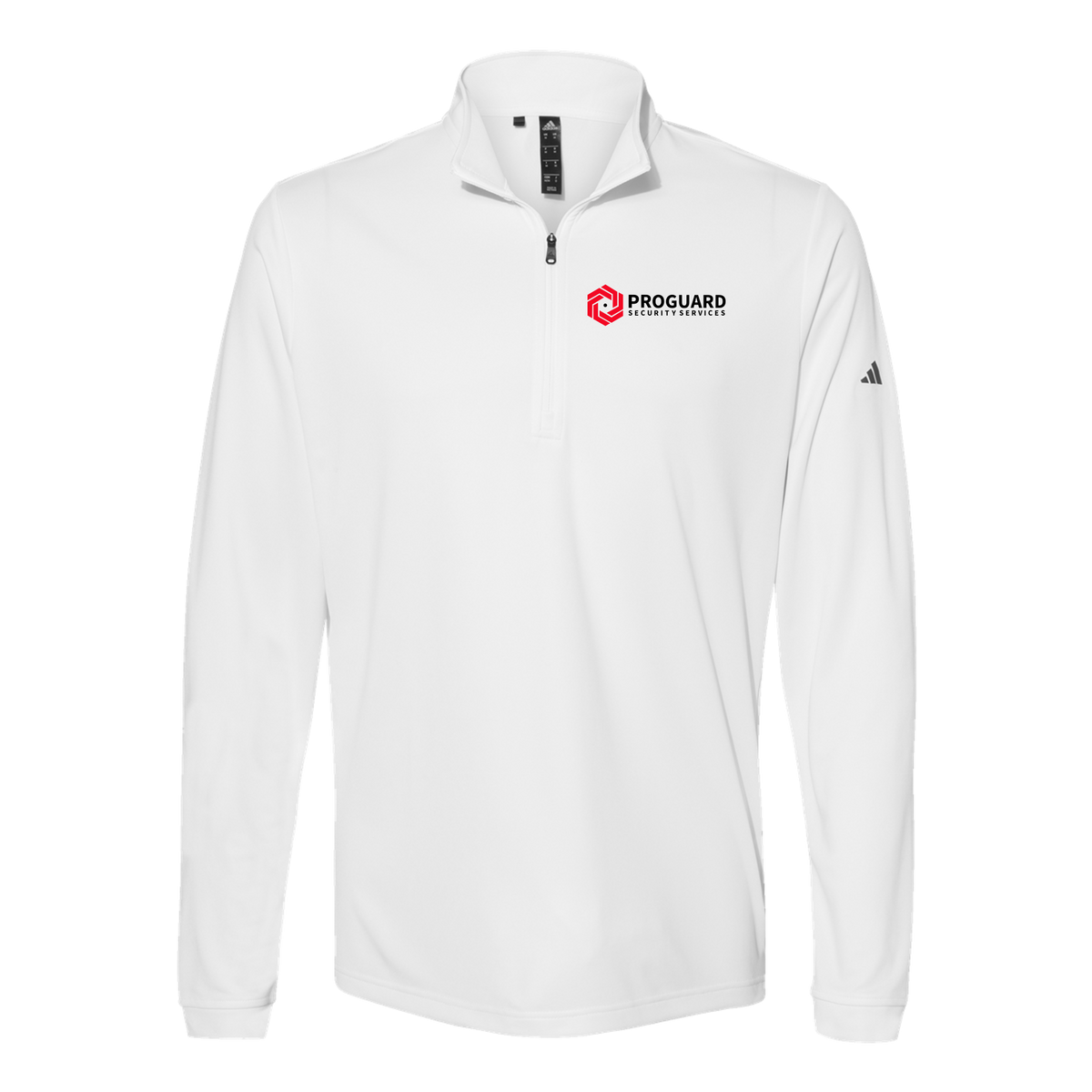 proguardsecurityservices-adidas-quarter-zip-embroidery-leftchest-A401-white-flat-front