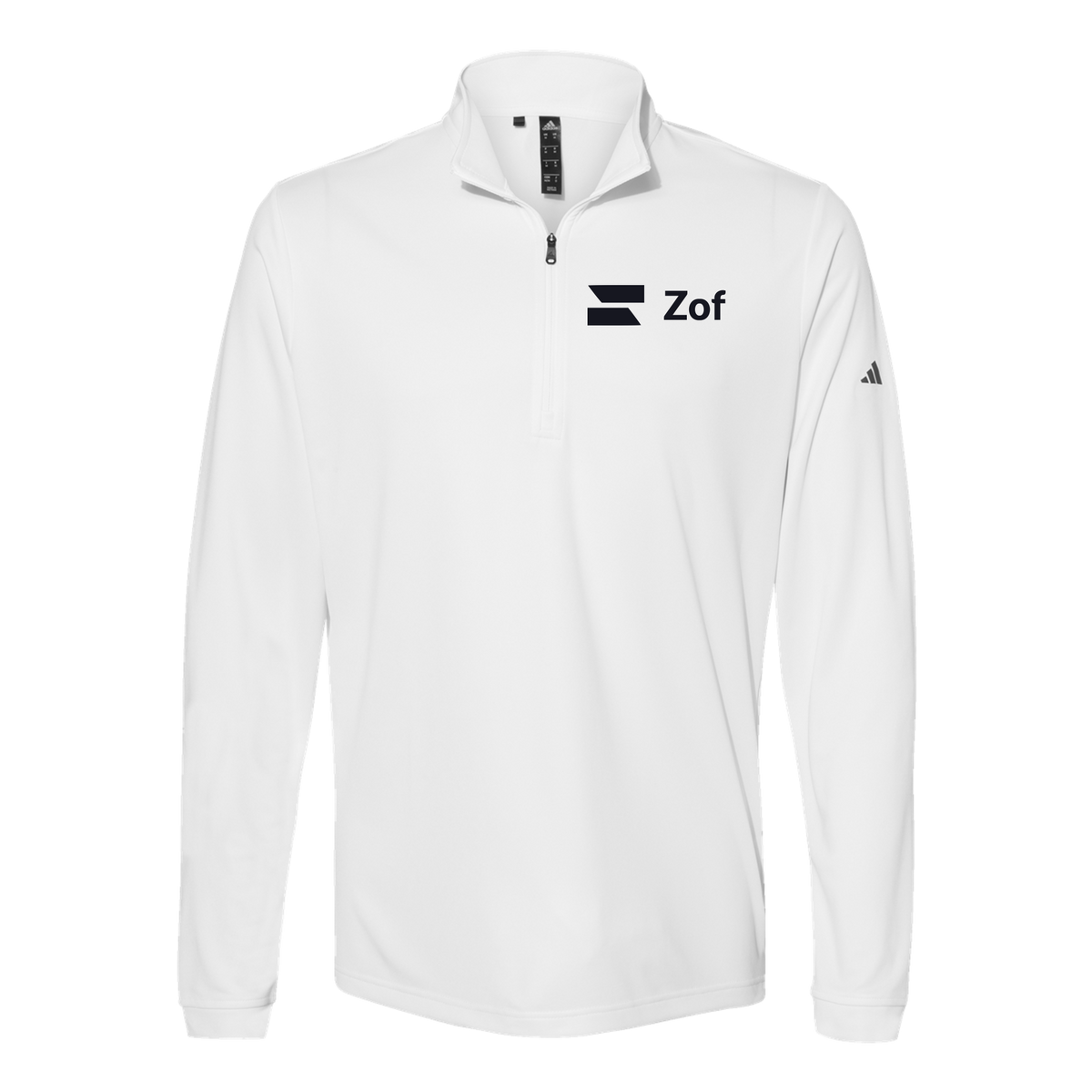 zof-adidas-quarter-zip-embroidery-leftchest-A401-white-flat-front
