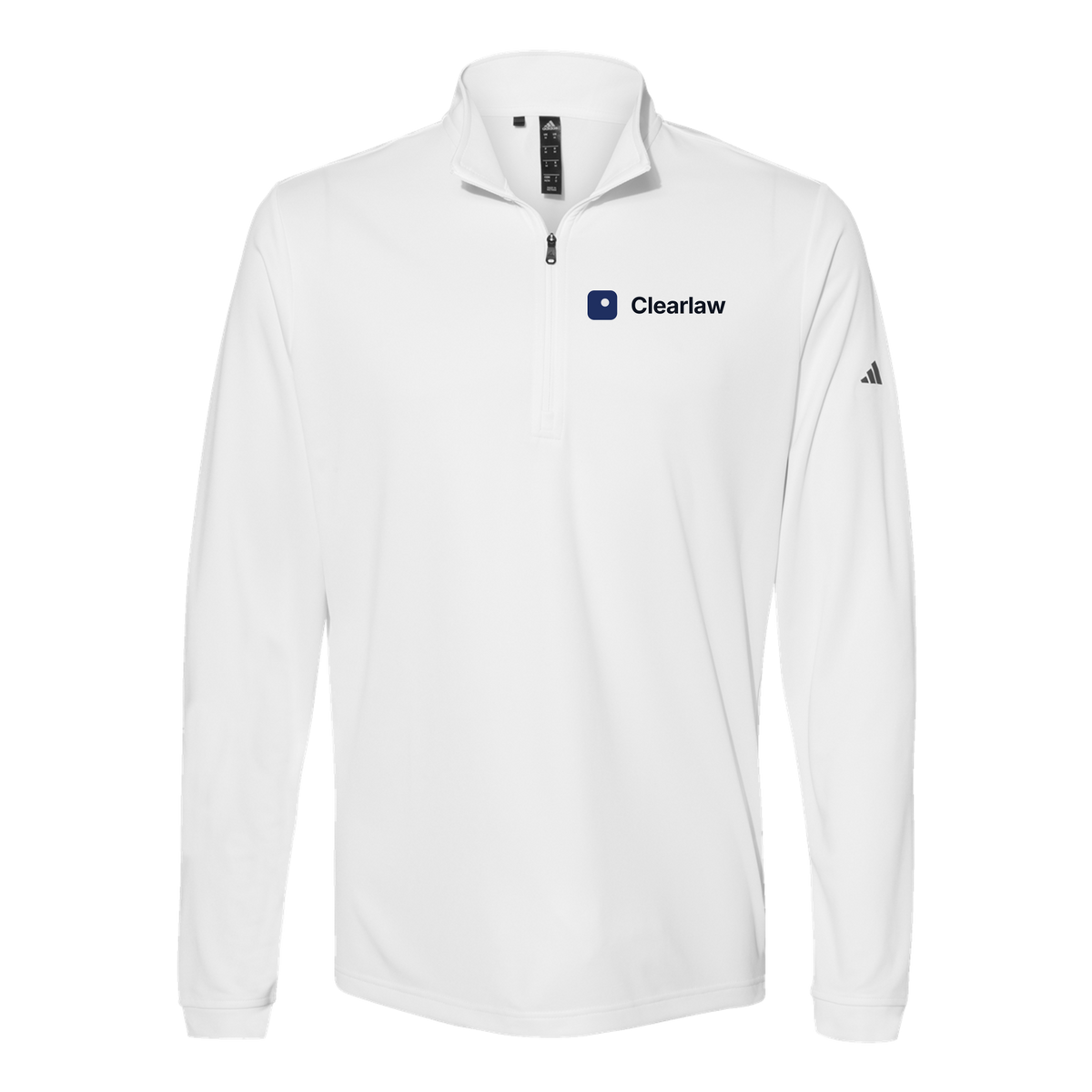 clearlaw-adidas-quarter-zip-embroidery-leftchest-A401-white-flat-front