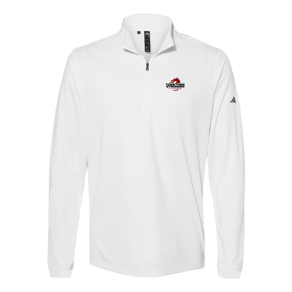 togetherstrongerfitness-adidas-quarter-zip-embroidery-leftchest-A401-white-flat-front