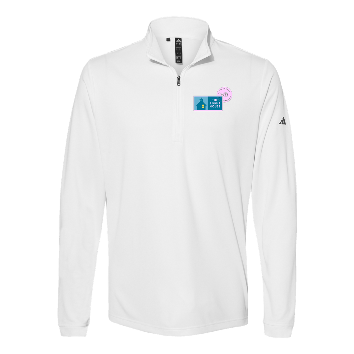 lhcampus-adidas-quarter-zip-embroidery-leftchest-A401-white-flat-front