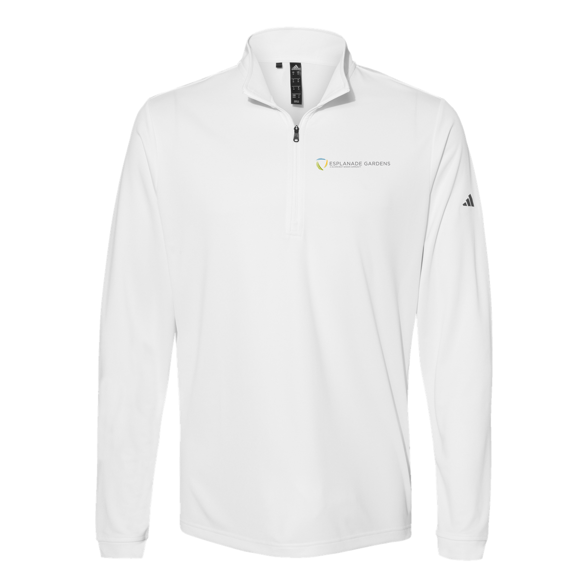 esplanadeseniorcampus-adidas-quarter-zip-embroidery-leftchest-A401-white-flat-front