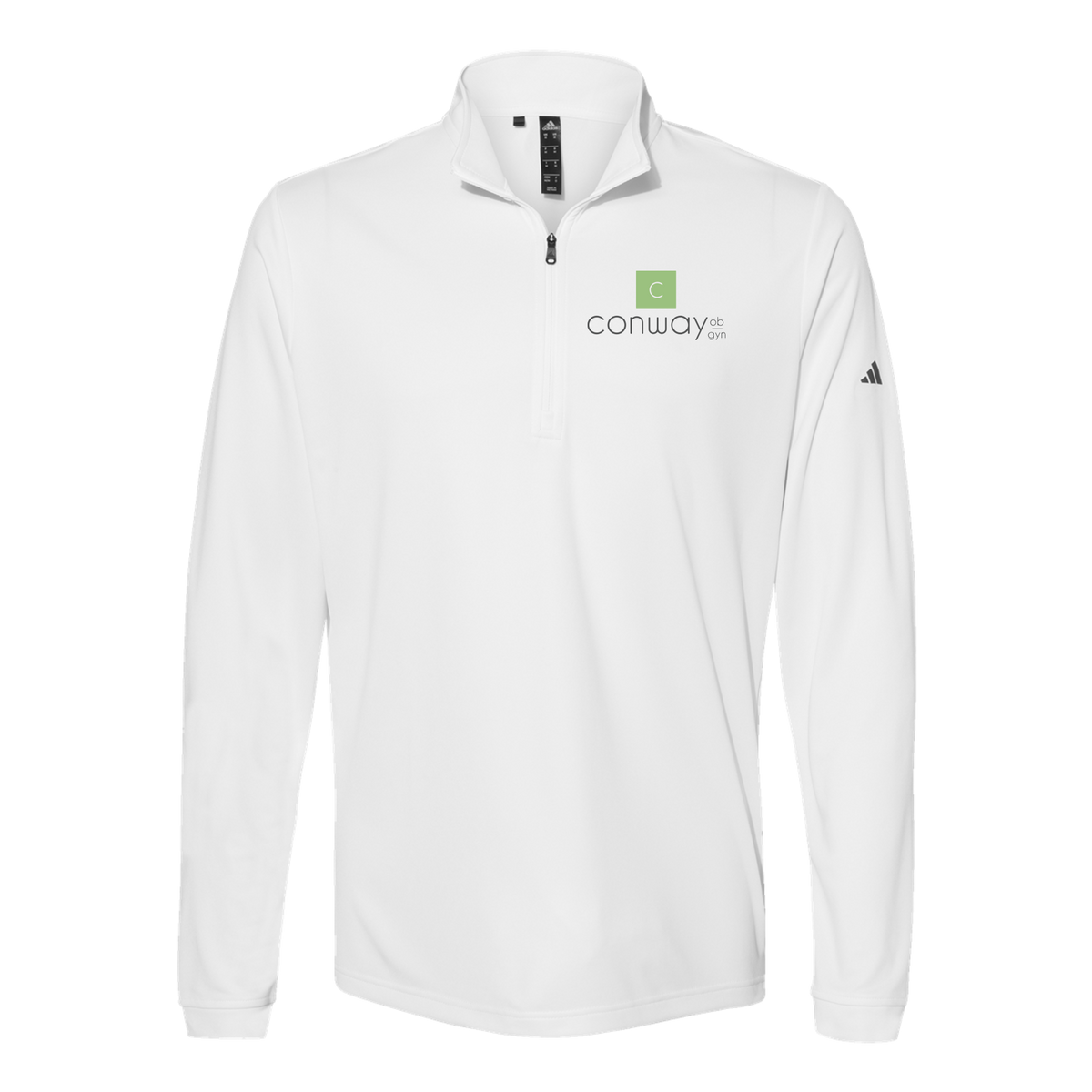 conwayobgyn-adidas-quarter-zip-embroidery-leftchest-A401-white-flat-front