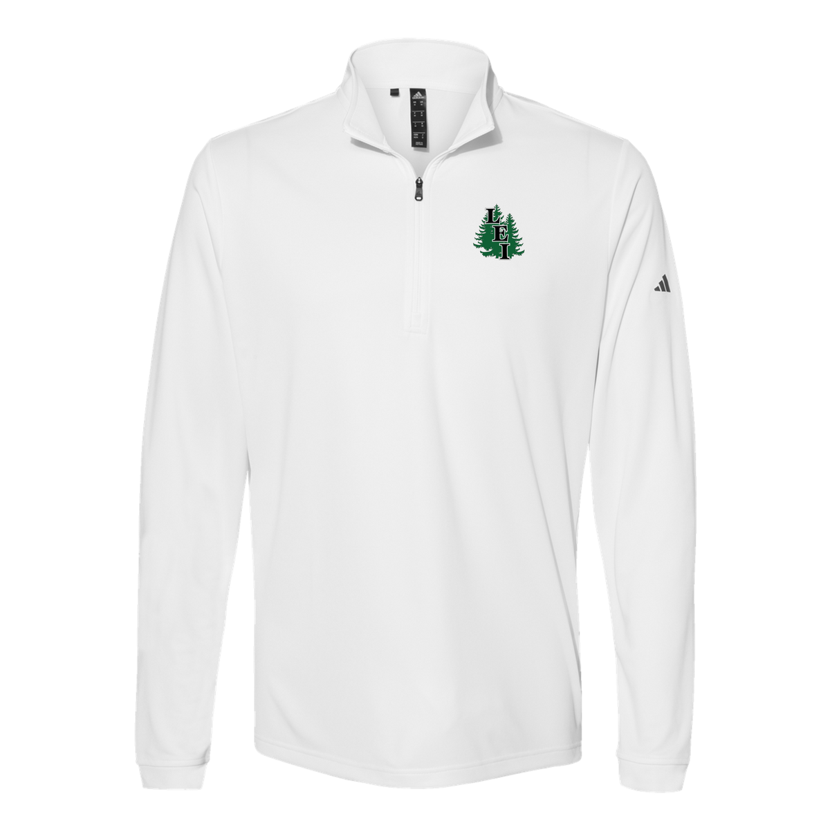 leisite-adidas-quarter-zip-embroidery-leftchest-A401-white-flat-front