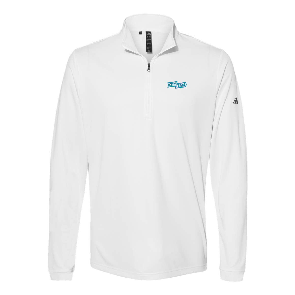 cityteam-adidas-quarter-zip-embroidery-leftchest-A401-white-flat-front