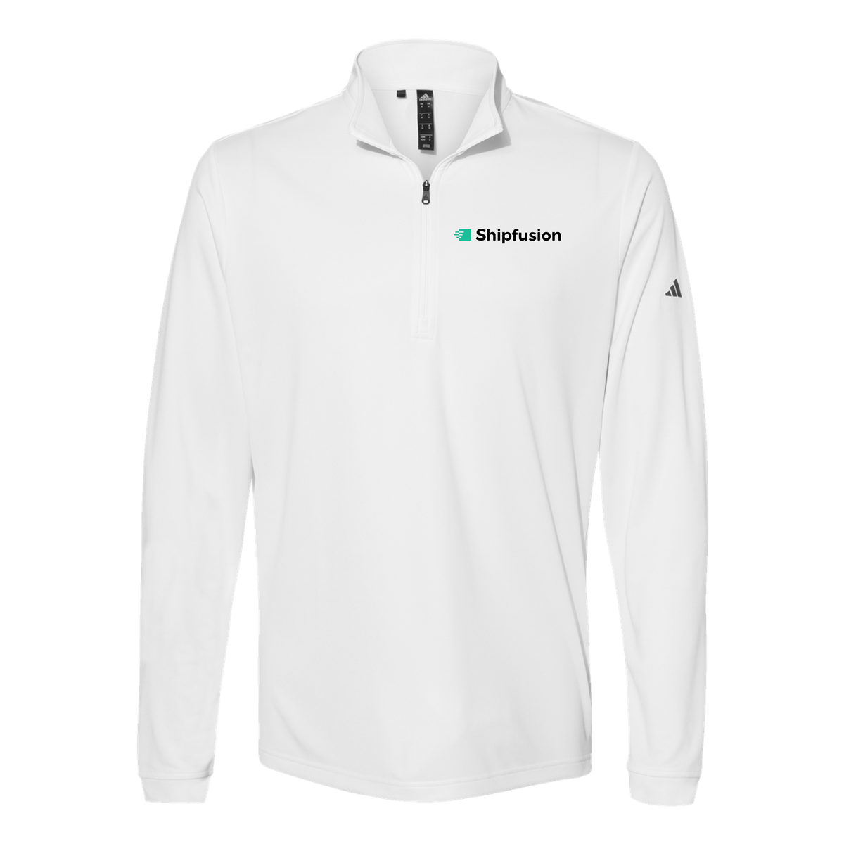 shipfusion-adidas-quarter-zip-embroidery-leftchest-A401-white-flat-front
