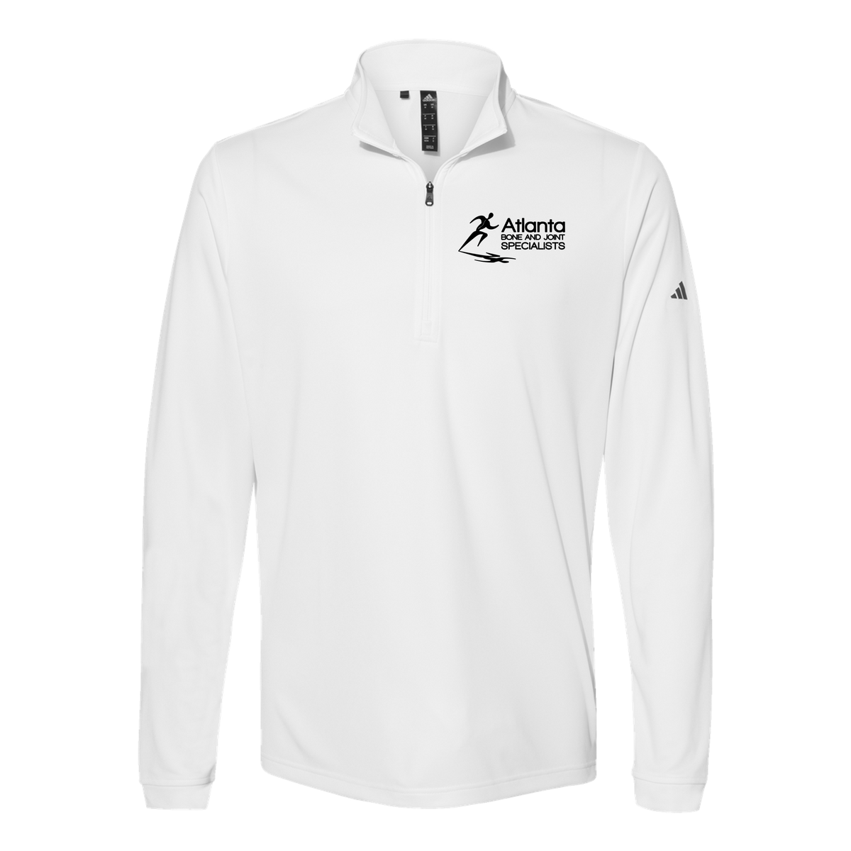 atlantaboneandjoint-adidas-quarter-zip-embroidery-leftchest-A401-white-flat-front