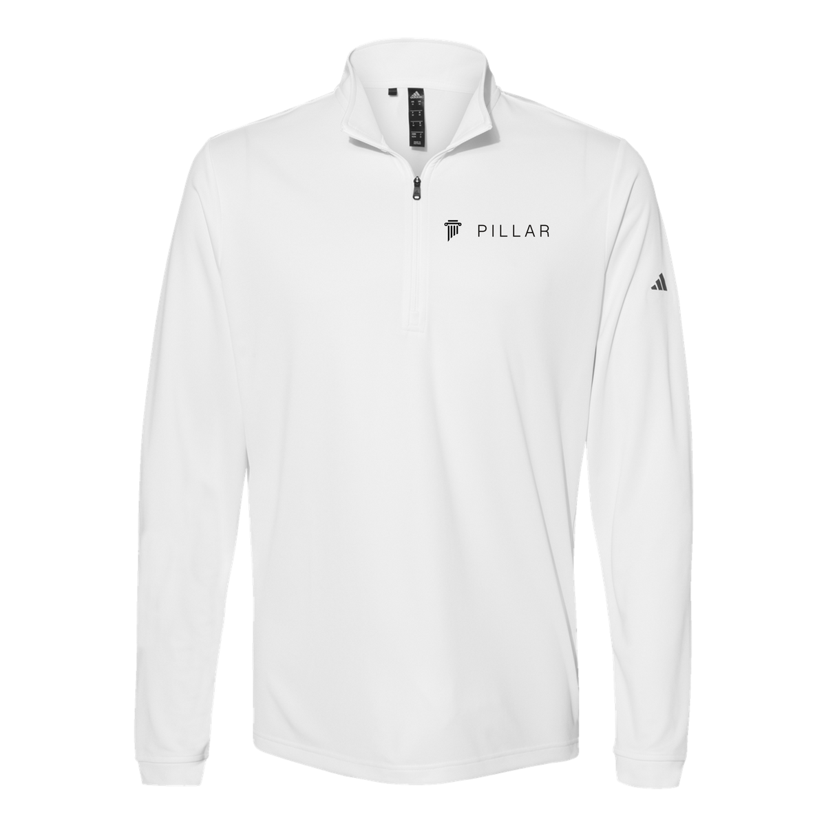 pillar-adidas-quarter-zip-embroidery-leftchest-A401-white-flat-front