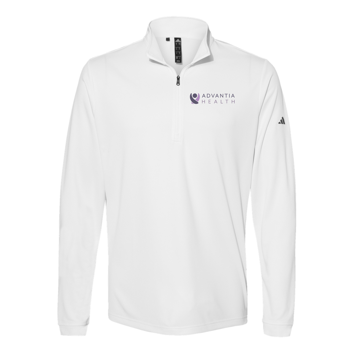advantiahealth-adidas-quarter-zip-embroidery-leftchest-A401-white-flat-front