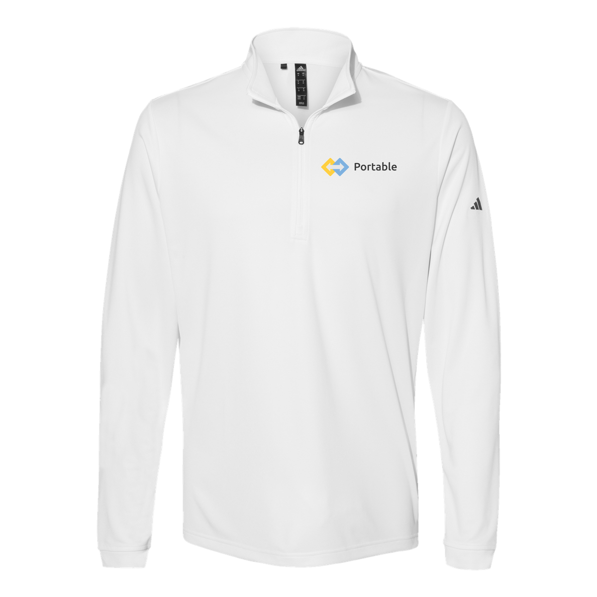 portable-adidas-quarter-zip-embroidery-leftchest-A401-white-flat-front