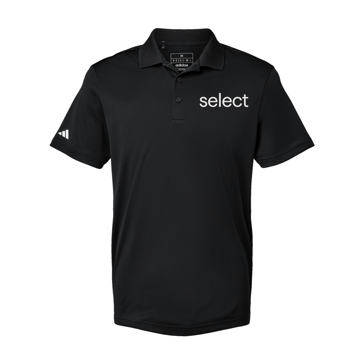 meetselect-adidas-mens-sport-polo-shirt-embroidery-leftchest-A430-black-flat-front