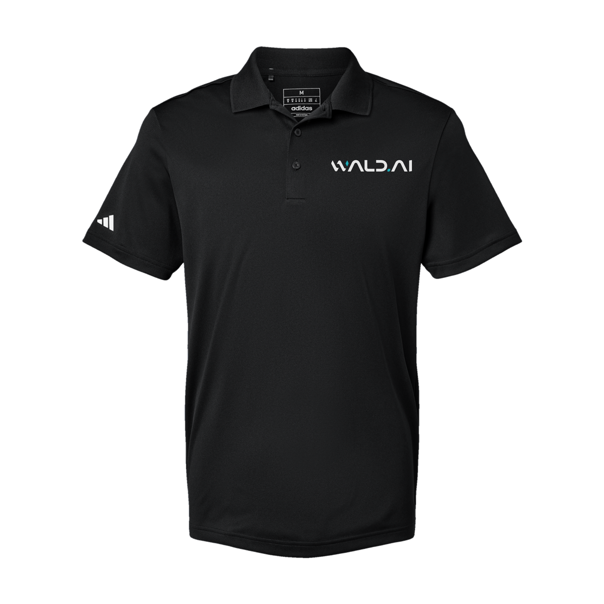 wald-adidas-mens-sport-polo-shirt-embroidery-leftchest-A430-black-flat-front