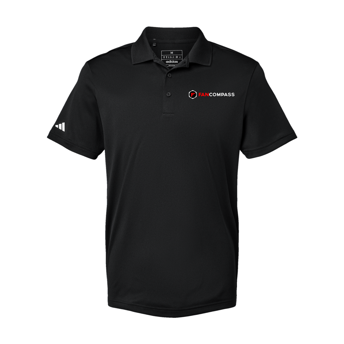 fancompass-adidas-mens-sport-polo-shirt-embroidery-leftchest-A430-black-flat-front