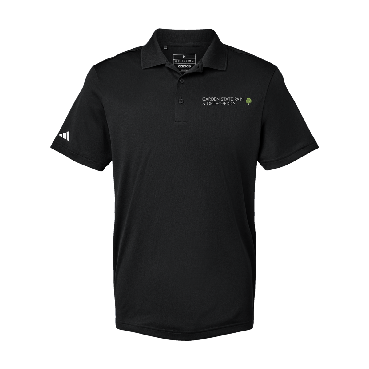 gardenstatepain-adidas-mens-sport-polo-shirt-embroidery-leftchest-A430-black-flat-front