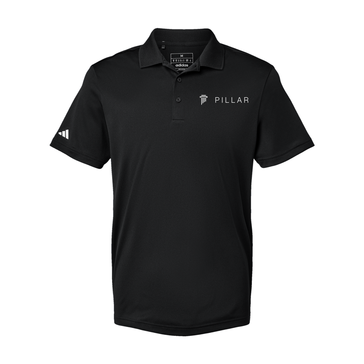 pillar-adidas-mens-sport-polo-shirt-embroidery-leftchest-A430-black-flat-front