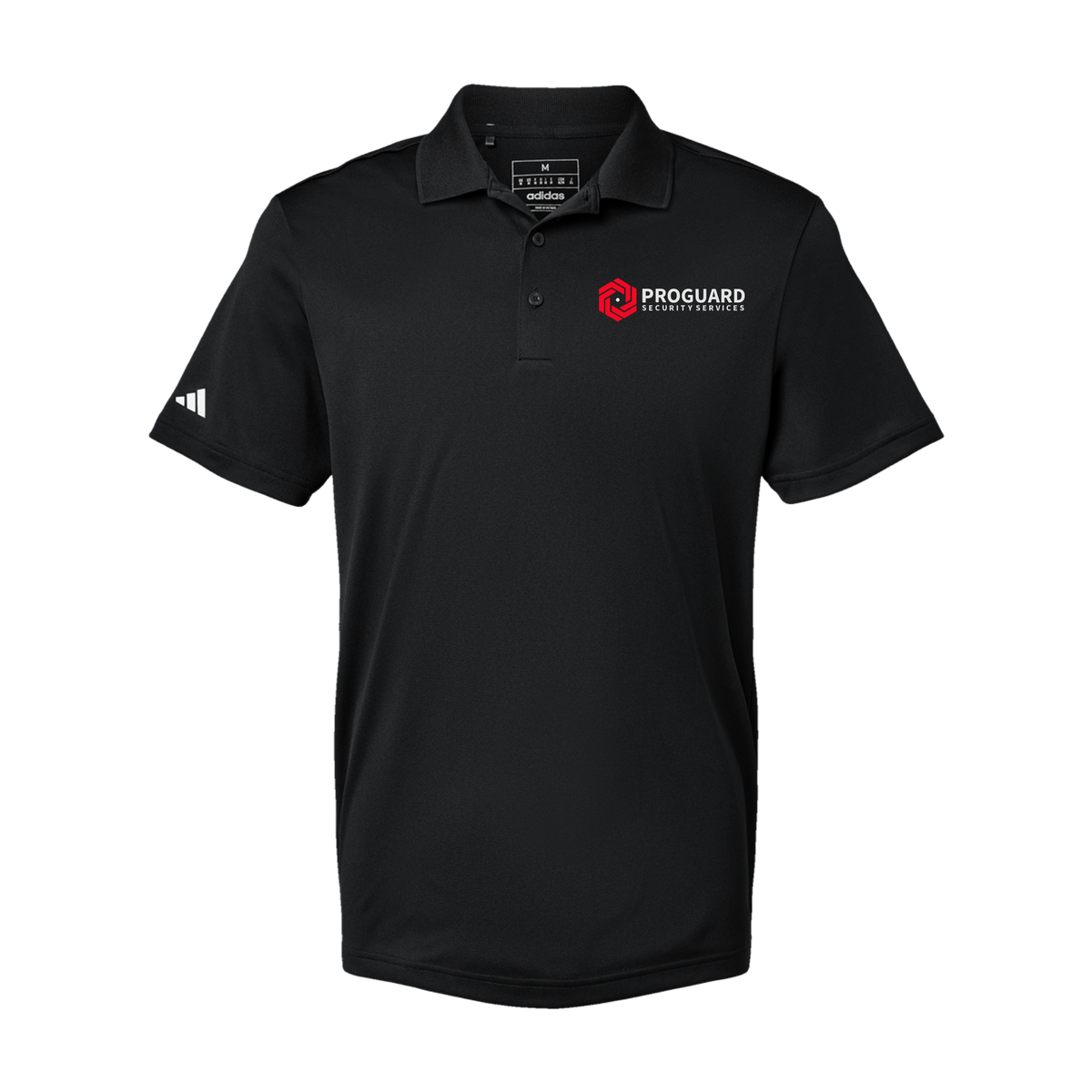 proguardsecurityservices-adidas-mens-sport-polo-shirt-embroidery-leftchest-A430-black-flat-front
