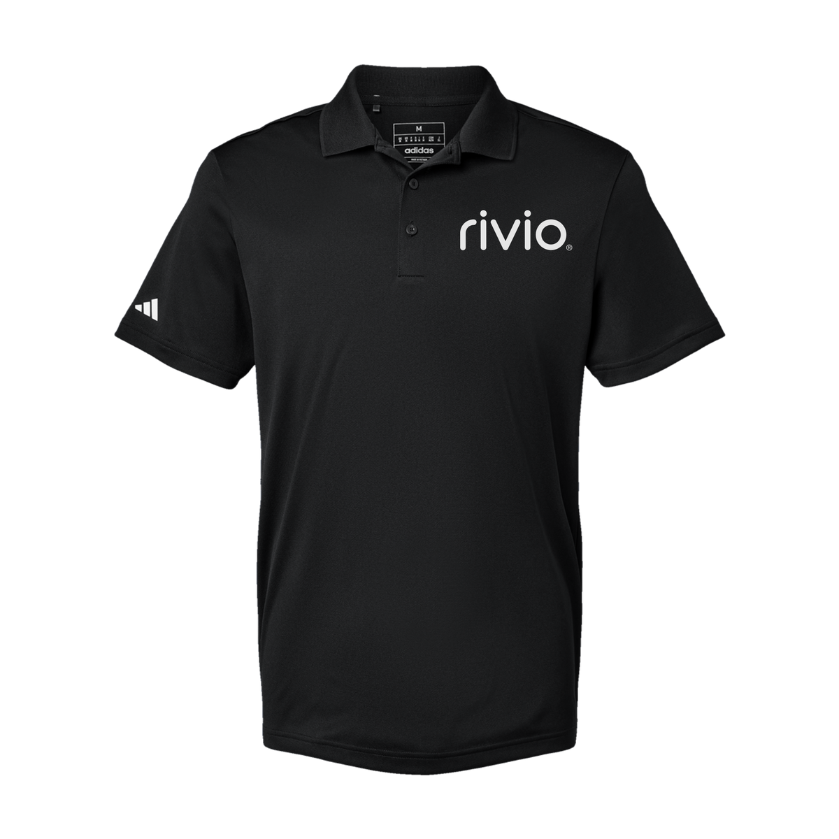 rivio-adidas-mens-sport-polo-shirt-embroidery-leftchest-A430-black-flat-front