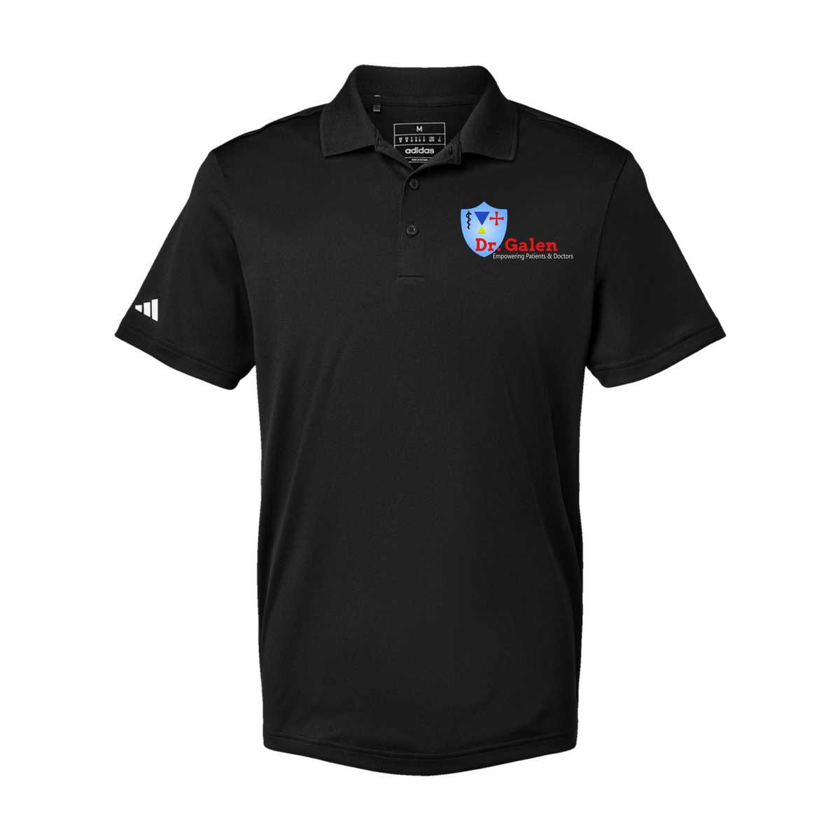 drgalen-adidas-mens-sport-polo-shirt-embroidery-leftchest-A430-black-flat-front