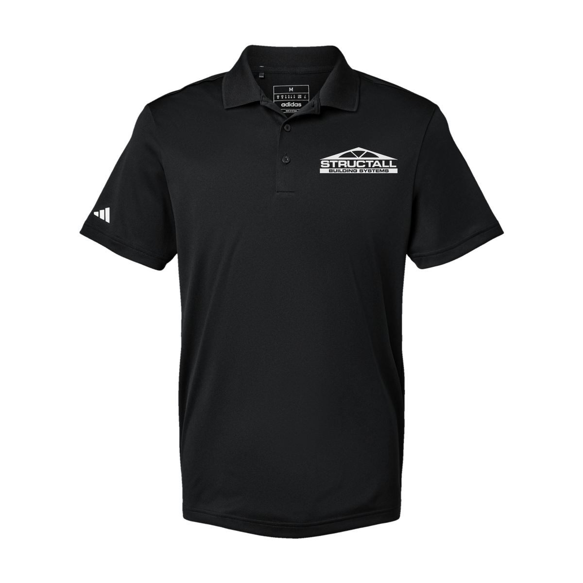structall-adidas-mens-sport-polo-shirt-embroidery-leftchest-A430-black-flat-front