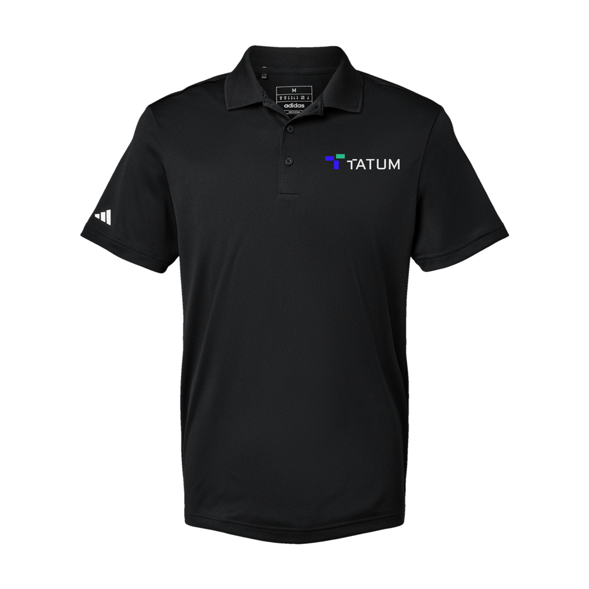 tatum-adidas-mens-sport-polo-shirt-embroidery-leftchest-A430-black-flat-front