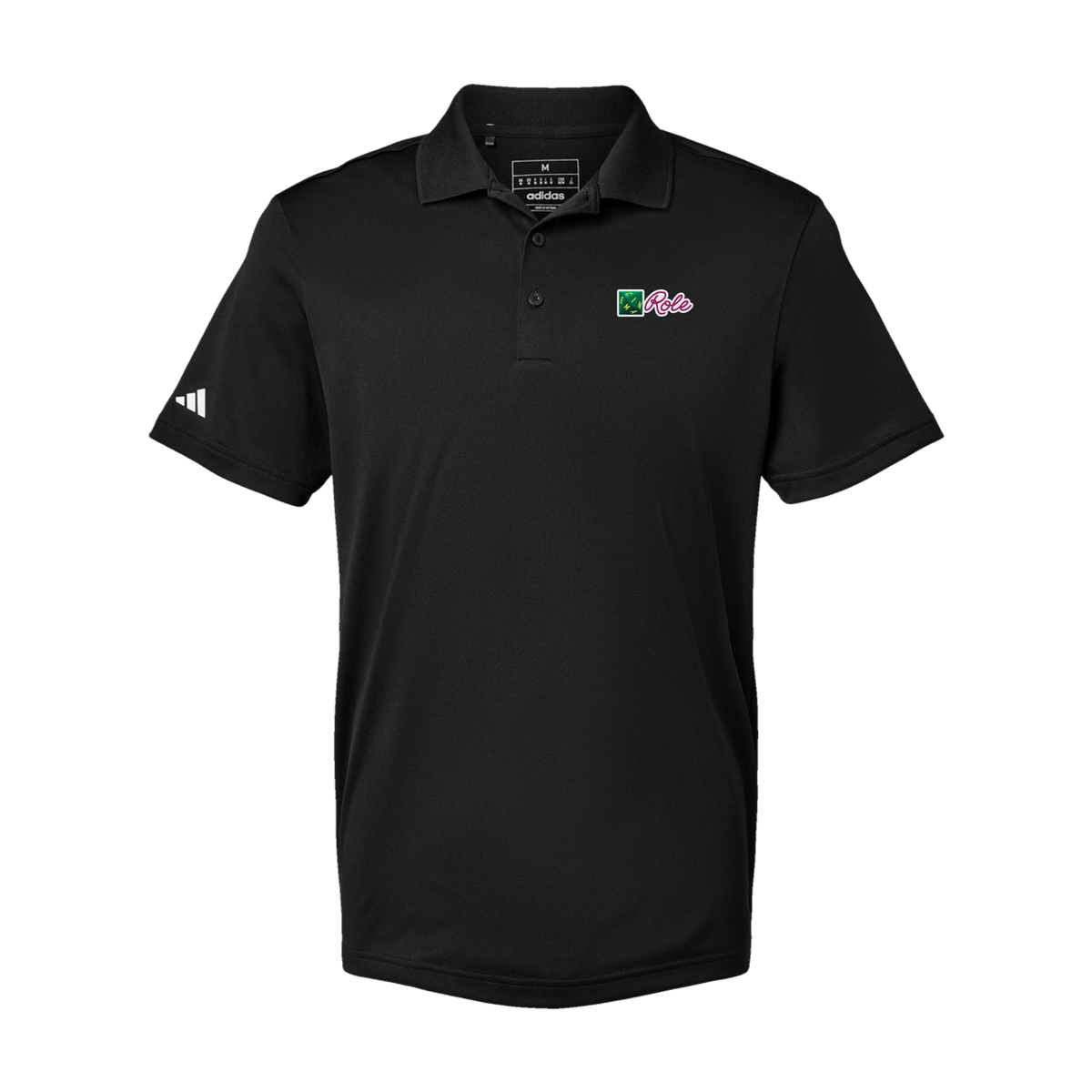 cinemarole-adidas-mens-sport-polo-shirt-embroidery-leftchest-A430-black-flat-front