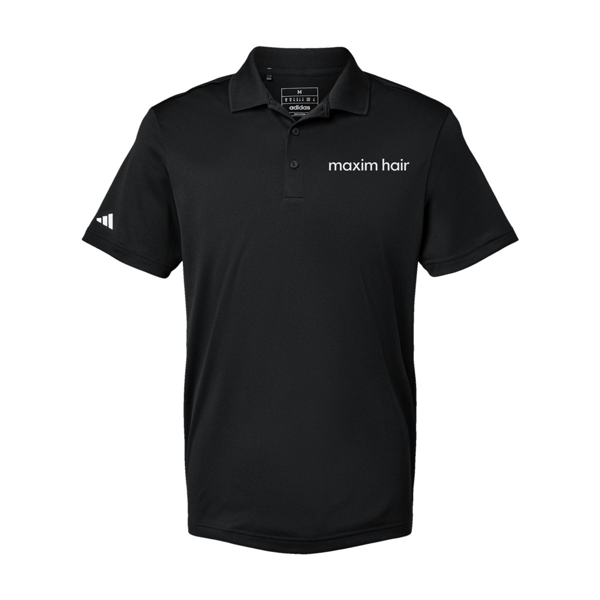 maximhairrestoration-adidas-mens-sport-polo-shirt-embroidery-leftchest-A430-black-flat-front
