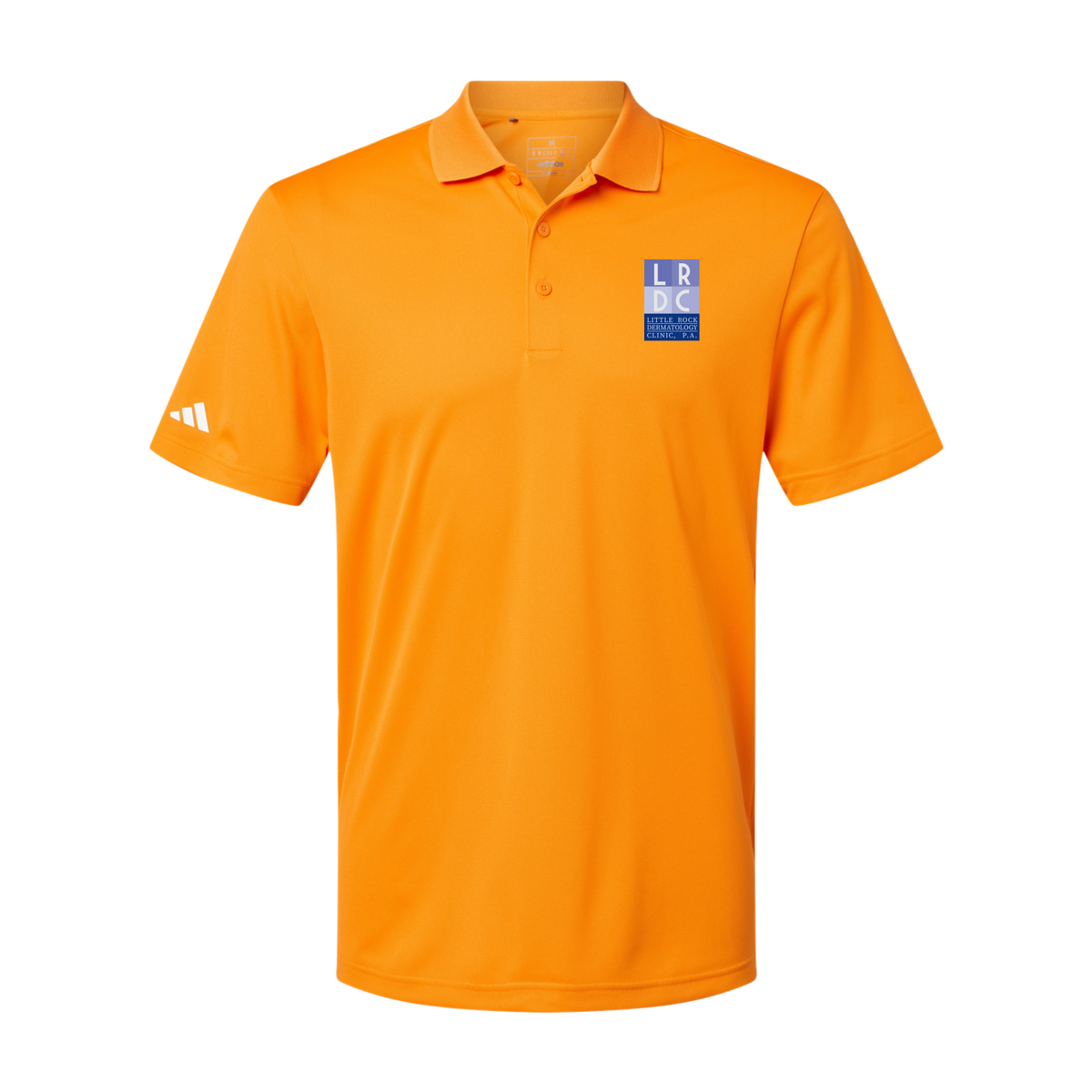 littlerockdermatology-adidas-mens-sport-polo-shirt-embroidery-leftchest-A430-brightorange-flat-front