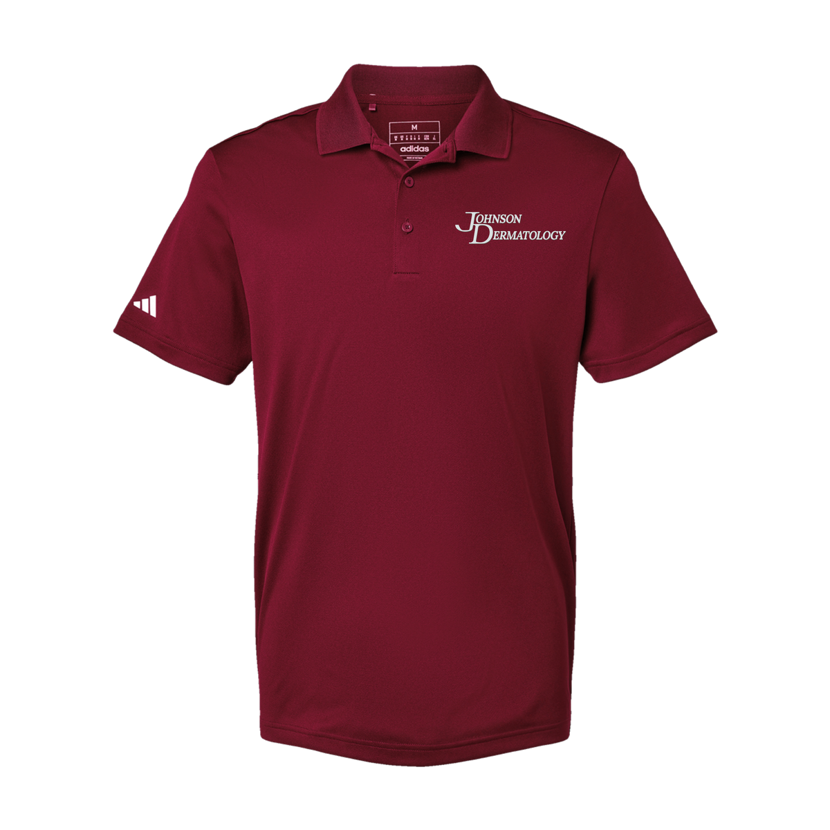 johnsondermatology-adidas-mens-sport-polo-shirt-embroidery-leftchest-A430-collegiateburgundy-flat-front