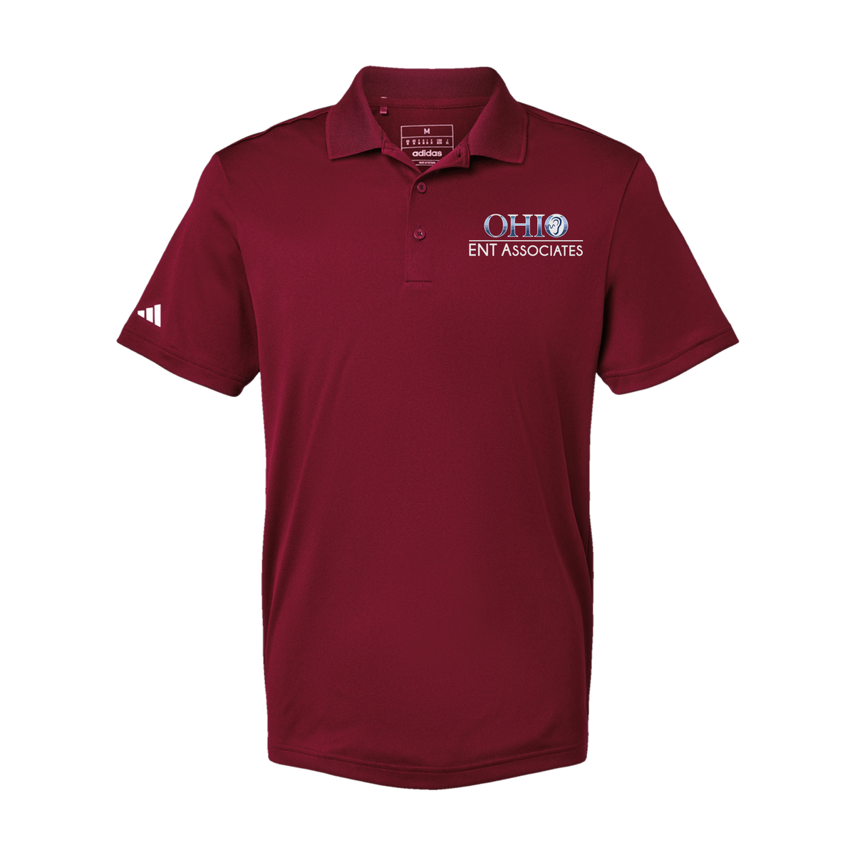 ohioentaudiology-adidas-mens-sport-polo-shirt-embroidery-leftchest-A430-collegiateburgundy-flat-front