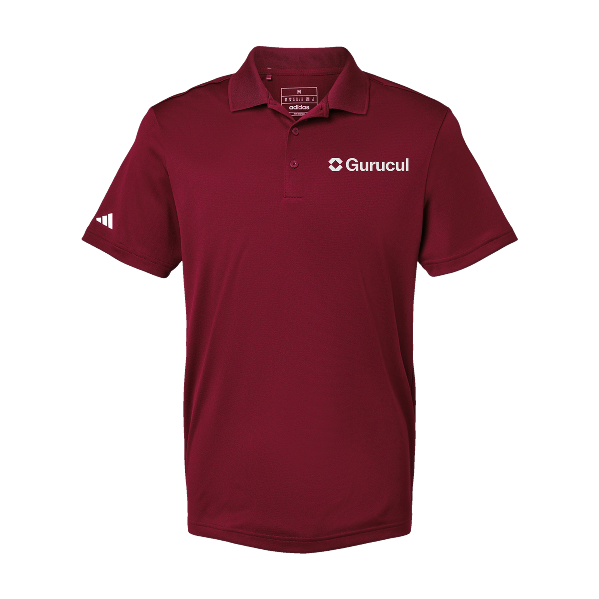 gurucul-adidas-mens-sport-polo-shirt-embroidery-leftchest-A430-collegiateburgundy-flat-front