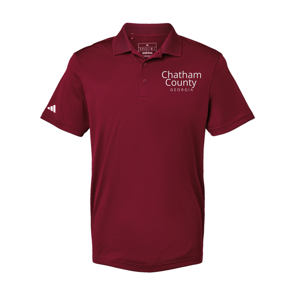 chathamcounty-adidas-mens-sport-polo-shirt-embroidery-leftchest-A430-collegiateburgundy-flat-front