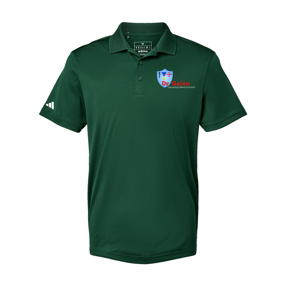 drgalen-adidas-mens-sport-polo-shirt-embroidery-leftchest-A430-collegiategreen-flat-front